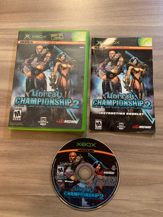 PiXEL-RETRO.COM : MICROSOFT XBOX COMPLETE CIB BOX MANUAL GAME NTSC UNREAL CHAMPIONSHIP 2 THE LIANDRI CONFLICT