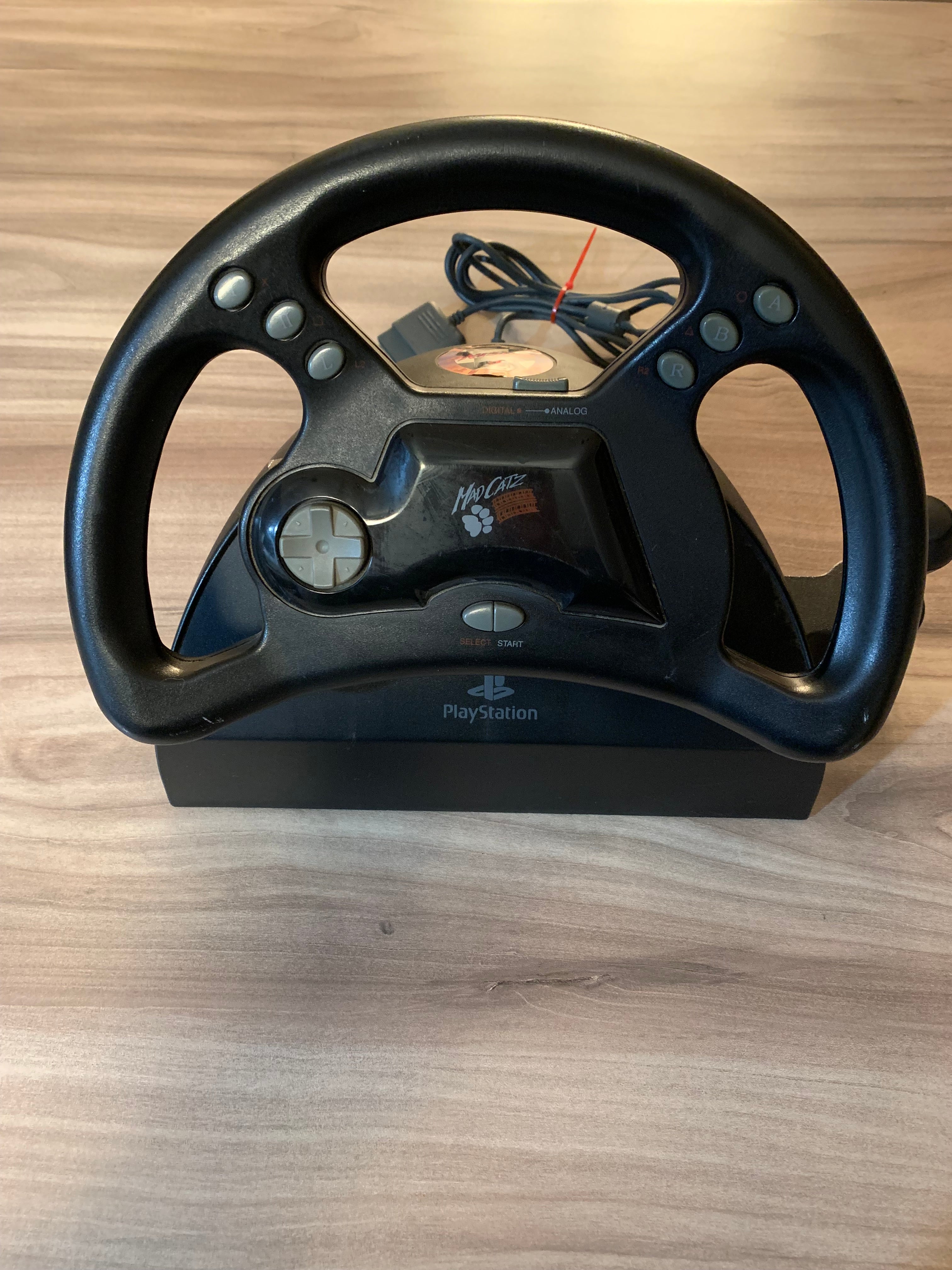 Vintage deals Mad Catz Playstation Digital/Analog Racing Wheel & Pedals Sony PS1