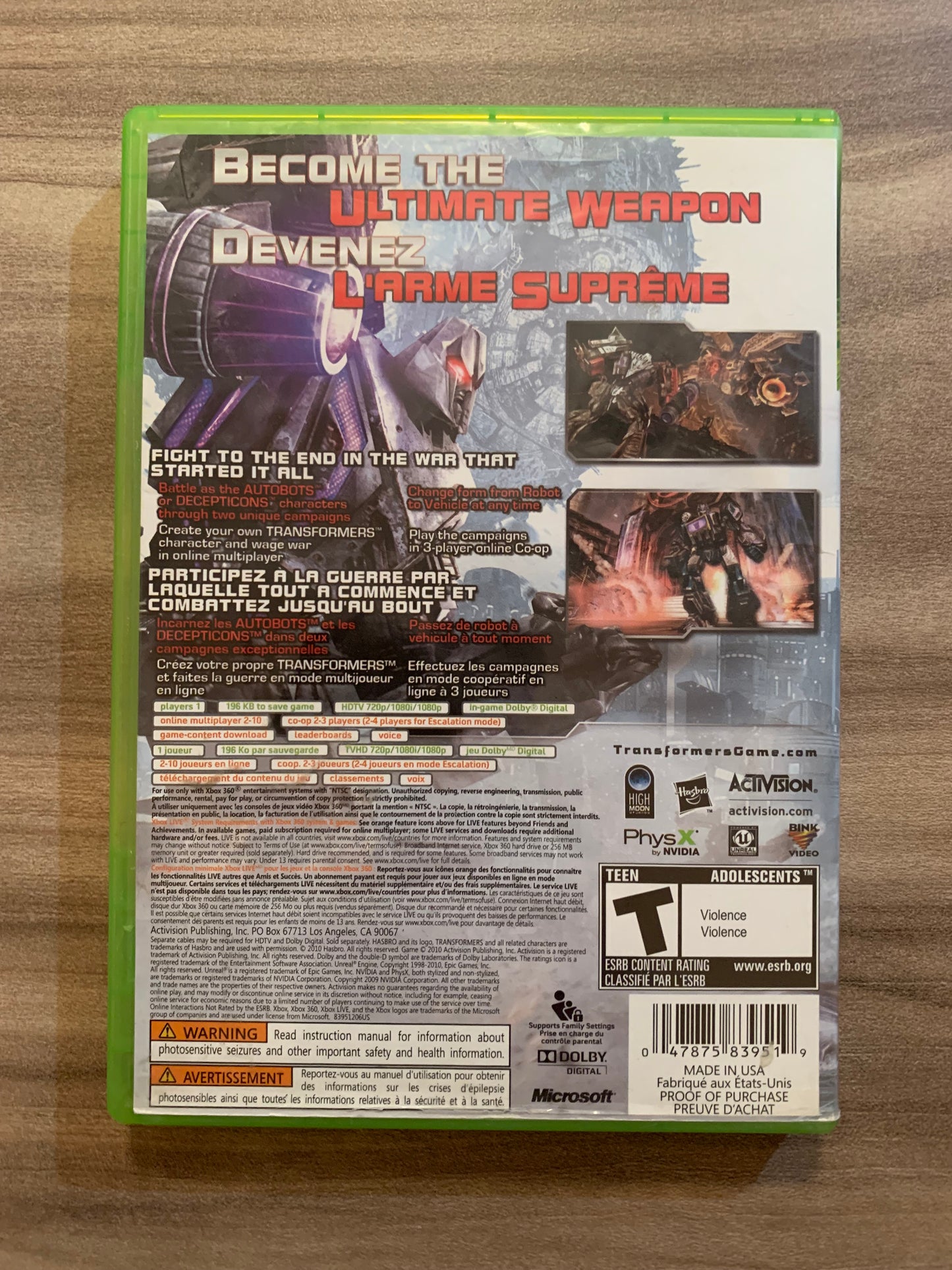 MiCROSOFT XBOX 360 | TRANSFORMERS WAR FOR CYBERTRON